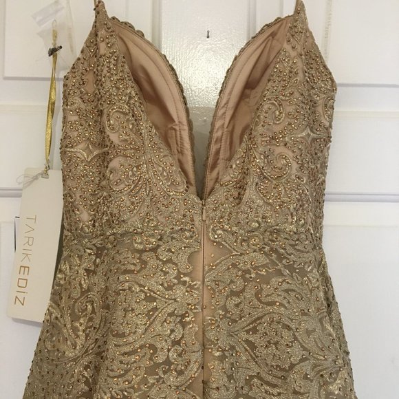 NEW Tarik Ediz style 93688 Gold w/ Rhinestones - Picture 4 of 8